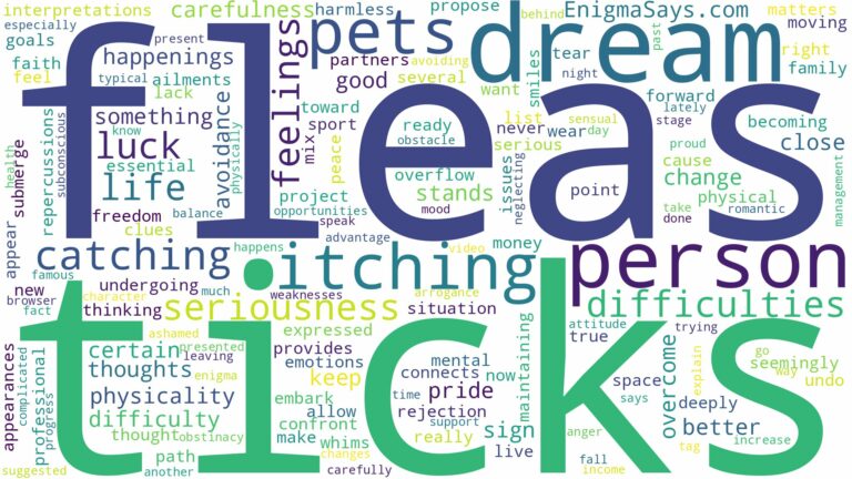 dreams about fleas and ticks and related dreams with their meanings in a word cloud