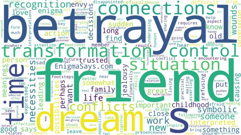 dream about friend betrayal and related dreams with their meanings in a word cloud