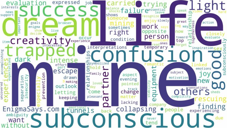 dreaming of being trapped in a mine and related dreams with their meanings in a word cloud