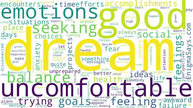 dream of being uncomfortable and related dreams with their meanings in a word cloud