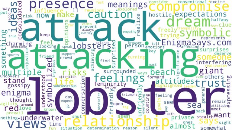 dreaming of lobster attacking and related dreams with their meanings in a word cloud