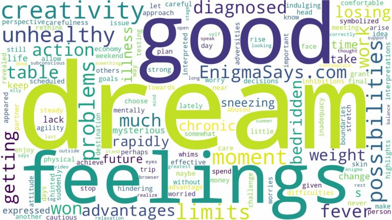dream of being unhealthy and related dreams with their meanings in a word cloud