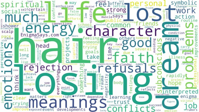 dream about lost hair and related dreams with their meanings in a word cloud