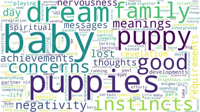 dream about a baby puppy and related dreams with their meanings in a word cloud