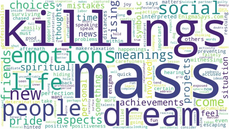 dreams about mass killings and related dreams with their meanings in a word cloud