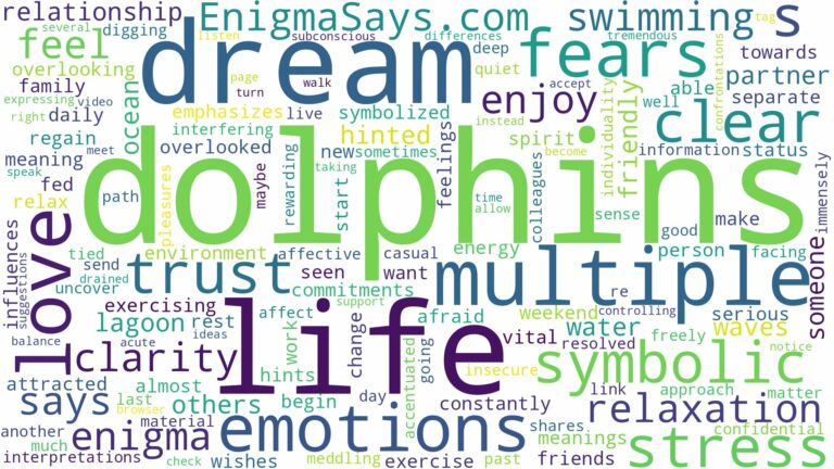 dream about multiple dolphins and related dreams with their meanings in a word cloud