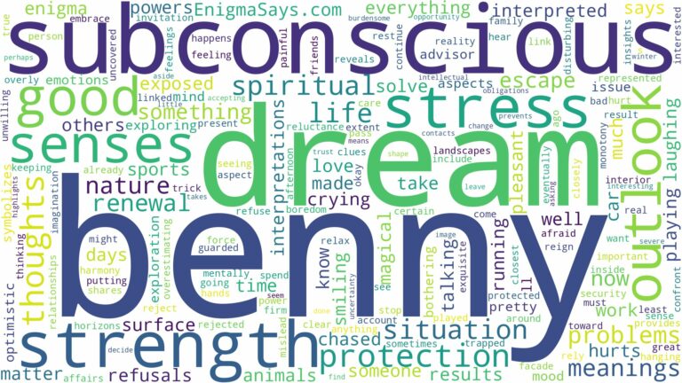 dream about benny and related dreams with their meanings in a word cloud