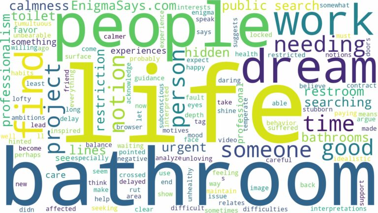 dreaming of needing to find a bathroom and related dreams with their meanings in a word cloud