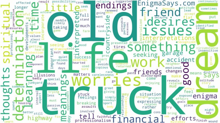 dream about old truck and related dreams with their meanings in a word cloud