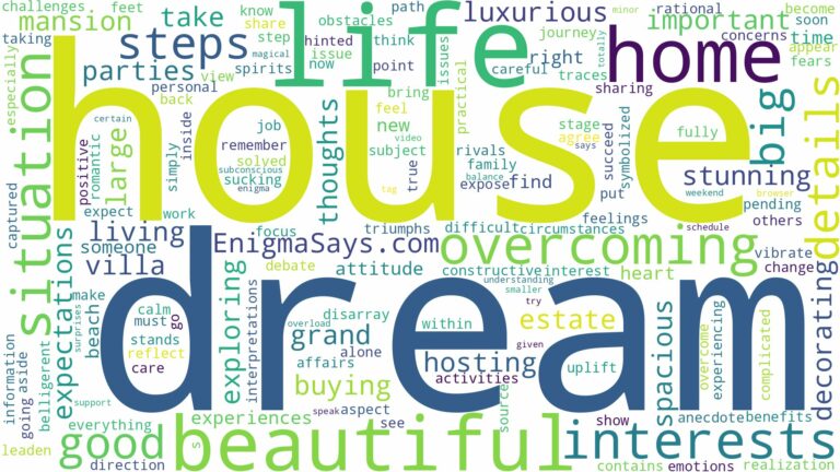 dream about big beautiful house and related dreams with their meanings in a word cloud