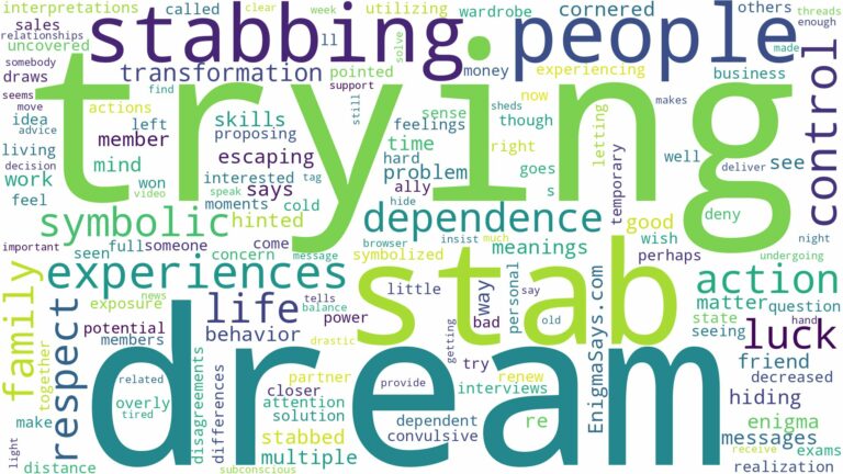 dreaming about people trying to stab you and related dreams with their meanings in a word cloud