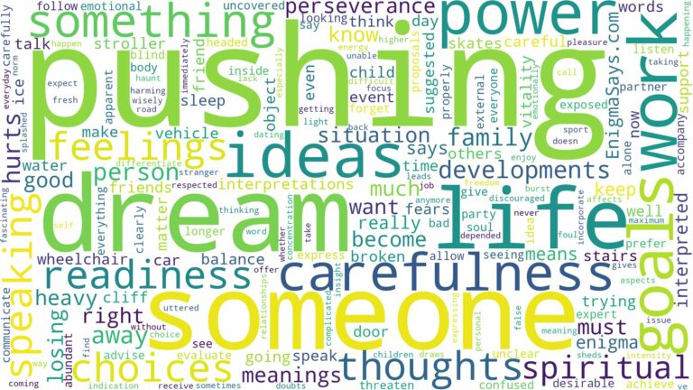 dream of pushing and related dreams with their meanings in a word cloud
