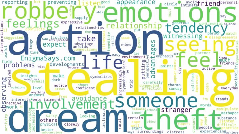 dreaming of seeing someone stealing and related dreams with their meanings in a word cloud