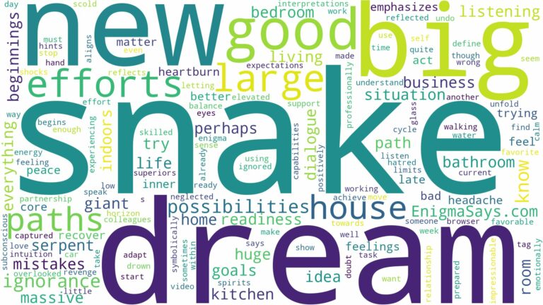 dream about big snake in house and related dreams with their meanings in a word cloud