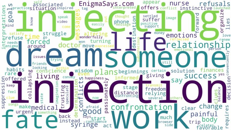 dreaming of someone injecting you and related dreams with their meanings in a word cloud