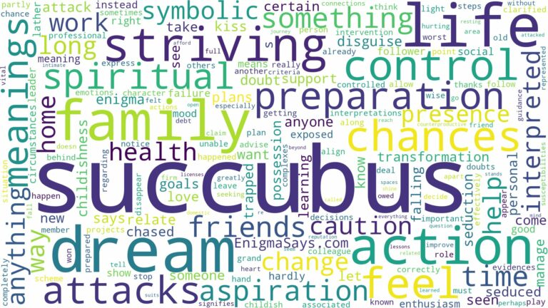 dreams about succubus and related dreams with their meanings in a word cloud
