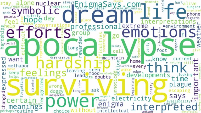 dream of surviving an apocalypse and related dreams with their meanings in a word cloud