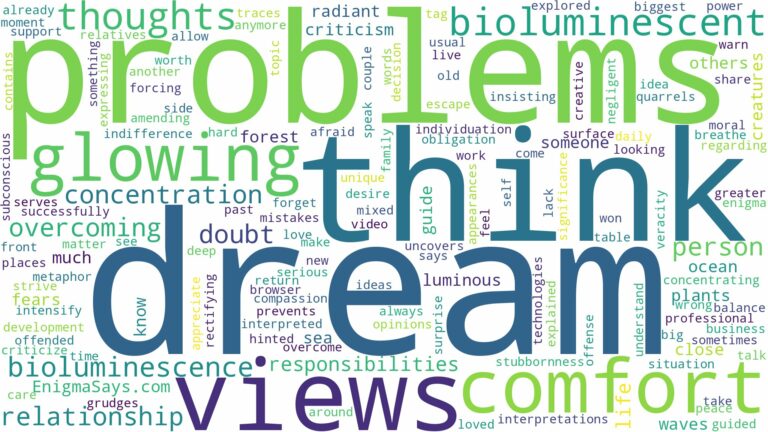 dream about bioluminescence and related dreams with their meanings in a word cloud