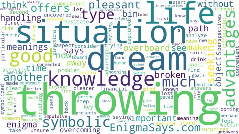 dream of throwing things and related dreams with their meanings in a word cloud