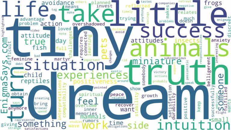 dream about tiny animals and related dreams with their meanings in a word cloud