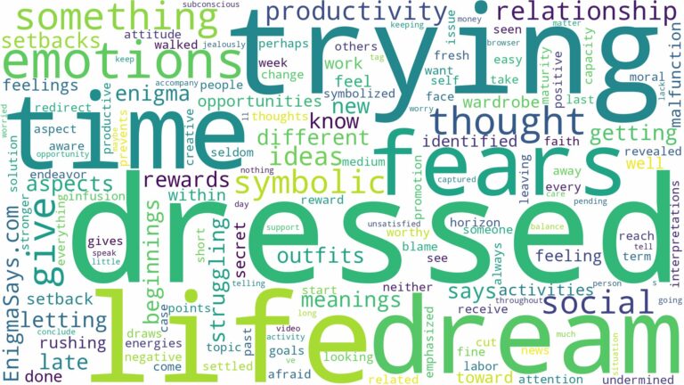 dreaming of trying to get dressed and related dreams with their meanings in a word cloud