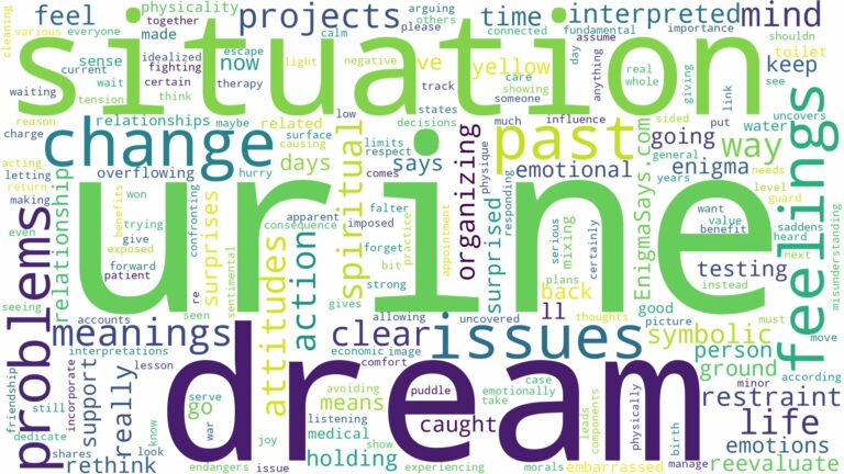 dream about urine and related dreams with their meanings in a word cloud