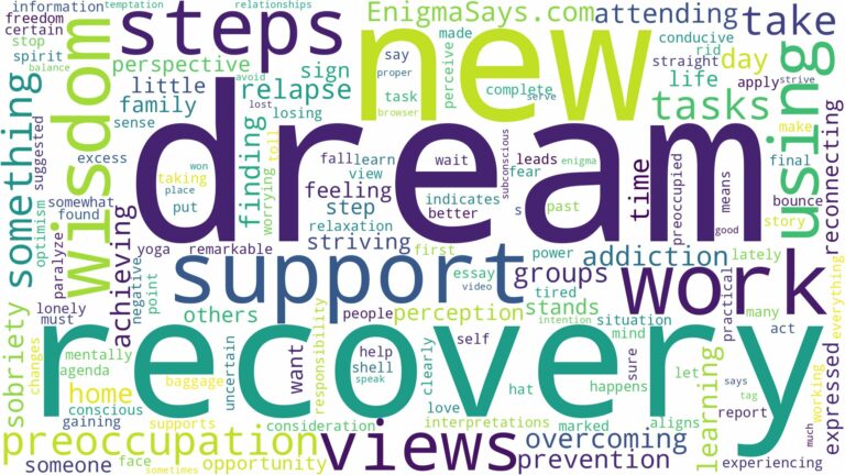 dream of using in recovery and related dreams with their meanings in a word cloud