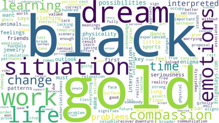 dream about black and gold and related dreams with their meanings in a word cloud