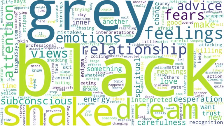 dream about black and grey snake and related dreams with their meanings in a word cloud