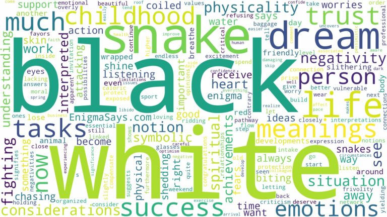 dream about black and white snake and related dreams with their meanings in a word cloud