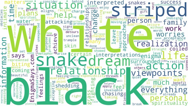 dream about black and white striped snake and related dreams with their meanings in a word cloud