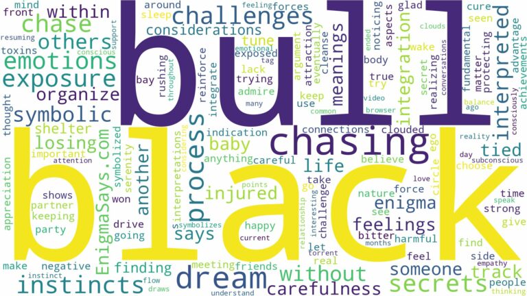 dreaming about black bull chasing you and related dreams with their meanings in a word cloud