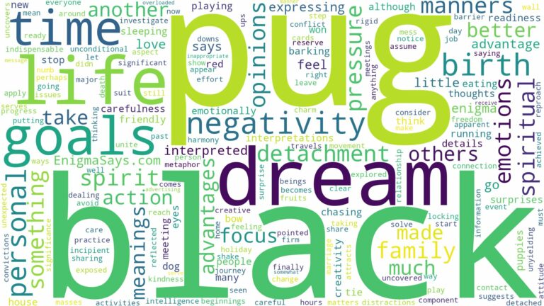 dream about black pug and related dreams with their meanings in a word cloud
