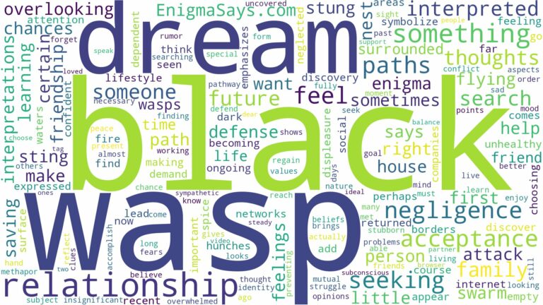 dream about black wasp and related dreams with their meanings in a word cloud