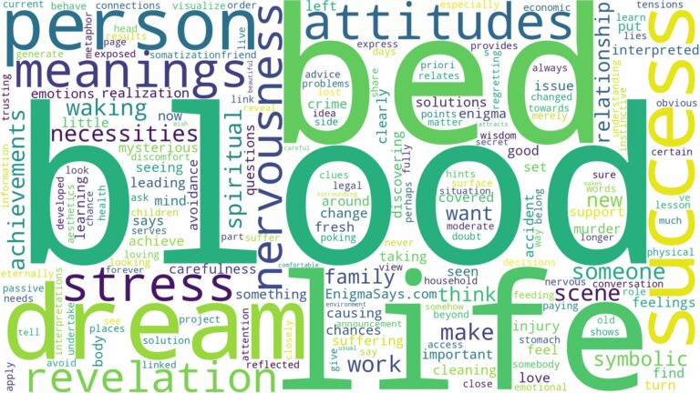 dream about blood in bed and related dreams with their meanings in a word cloud