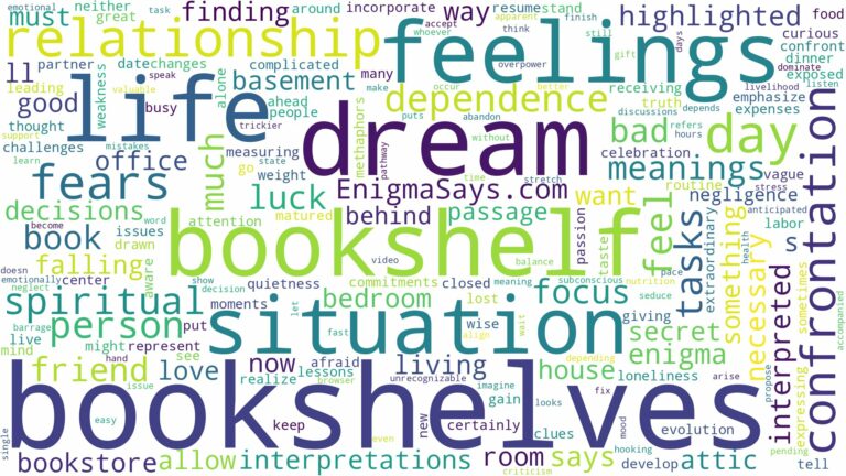 dream about bookshelf and related dreams with their meanings in a word cloud