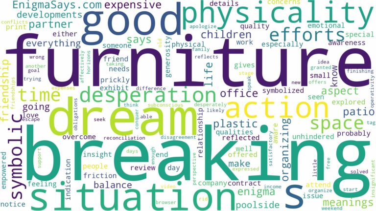dream of breaking furniture and related dreams with their meanings in a word cloud