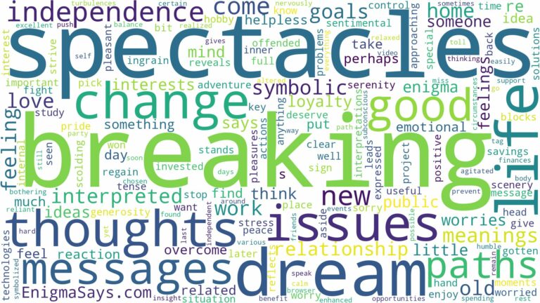 dream of breaking spectacles and related dreams with their meanings in a word cloud