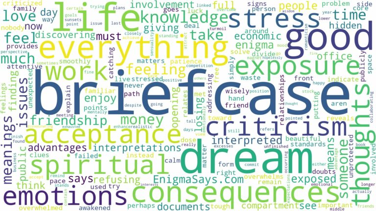 dream about briefcase and related dreams with their meanings in a word cloud