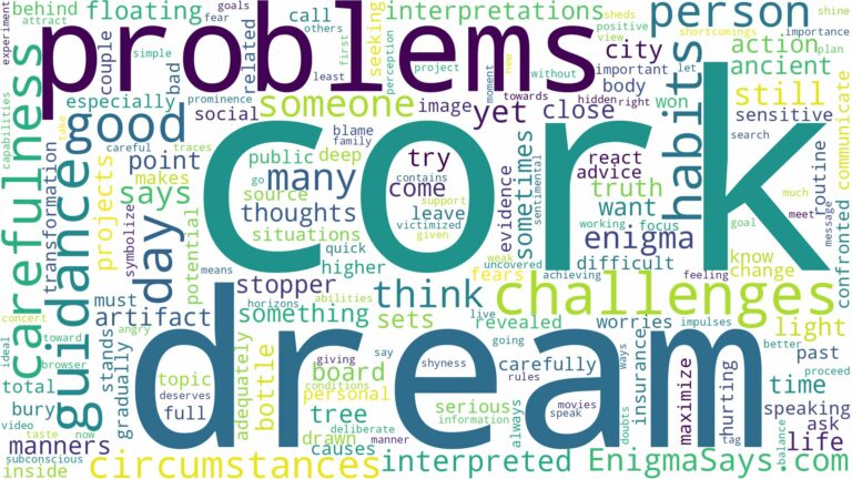 dream about cork and related dreams with their meanings in a word cloud
