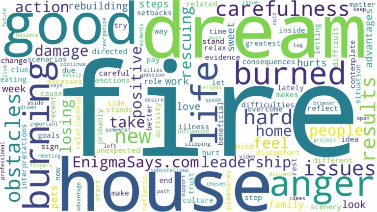 dream about burned house and related dreams with their meanings in a word cloud