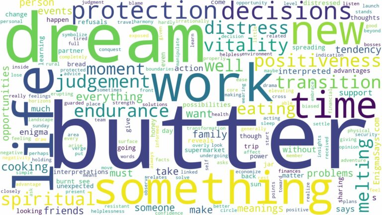 dream about butter and related dreams with their meanings in a word cloud