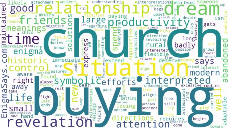 dream of buying a church and related dreams with their meanings in a word cloud