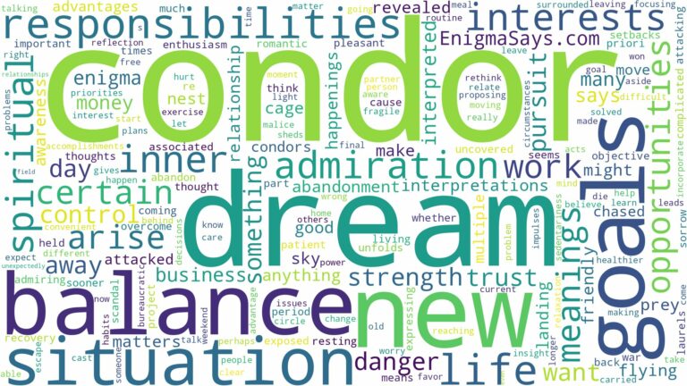 dream about a condor and related dreams with their meanings in a word cloud
