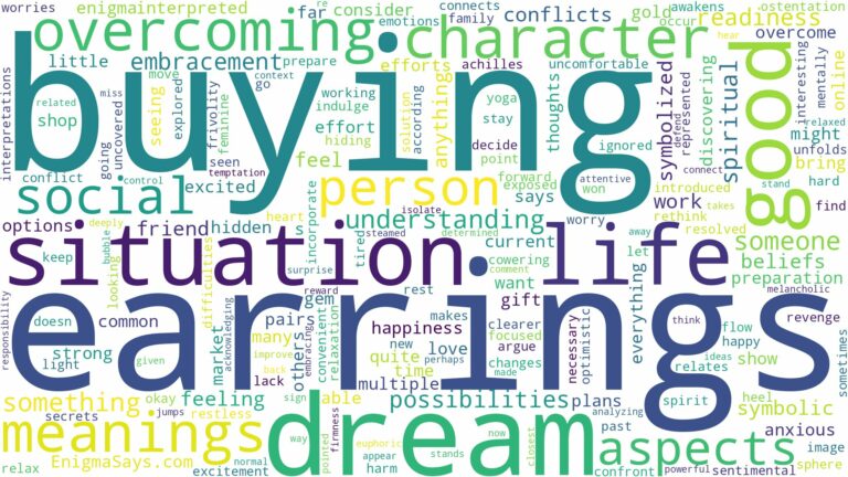 dream of buying earrings and related dreams with their meanings in a word cloud