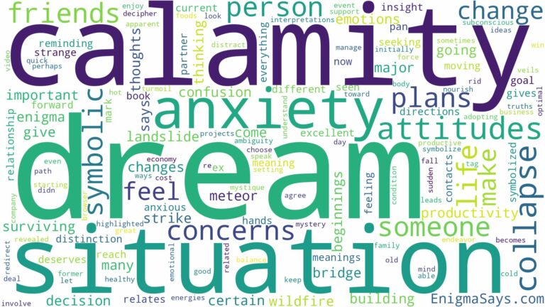 dream about calamity and related dreams with their meanings in a word cloud