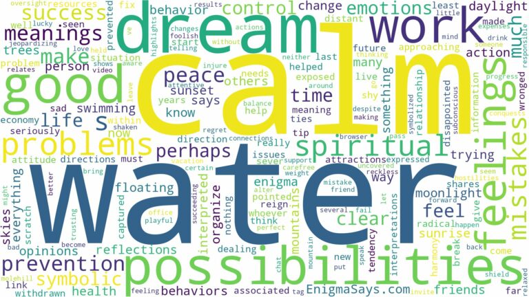 dream about calm water and related dreams with their meanings in a word cloud