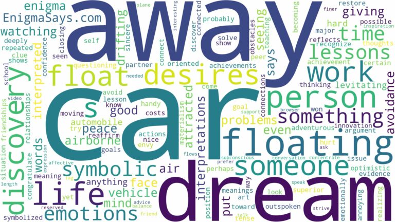 dreaming about car floating away and related dreams with their meanings in a word cloud