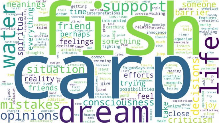 dream about carp fish and related dreams with their meanings in a word cloud
