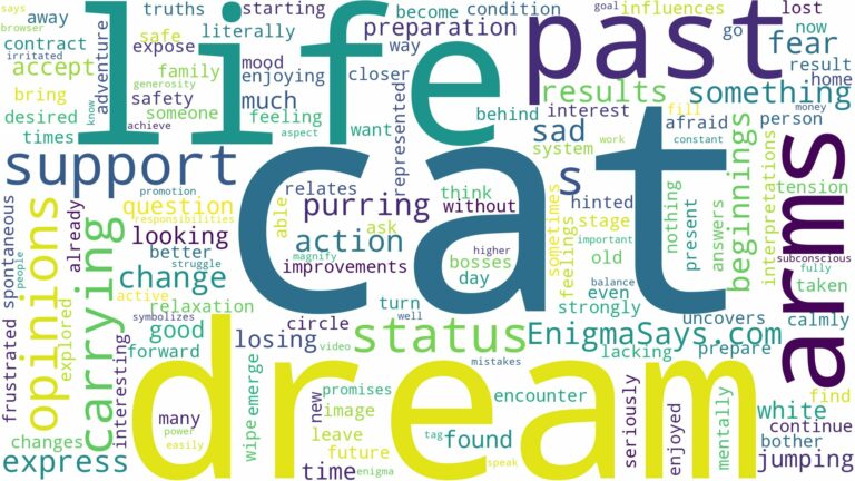 dream of carrying a cat and related dreams with their meanings in a word cloud